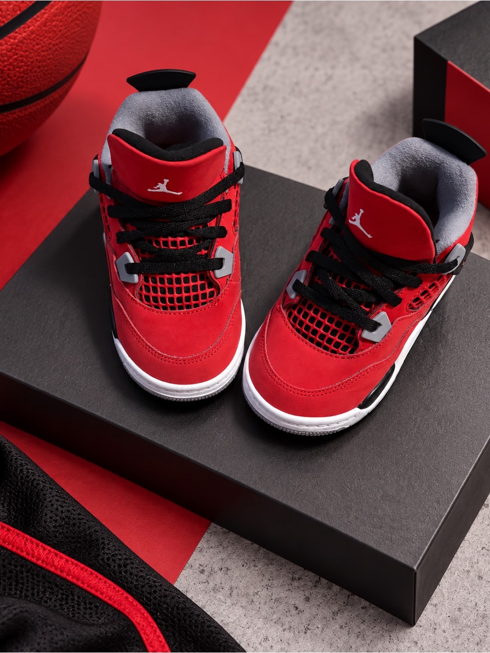 Jordan Kids Red and Black High-Top Sneakers